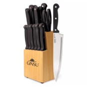 Wholesale - GINSU Kiso 14pc Black Knife Set in a Natural Block, UPC: 079061030776